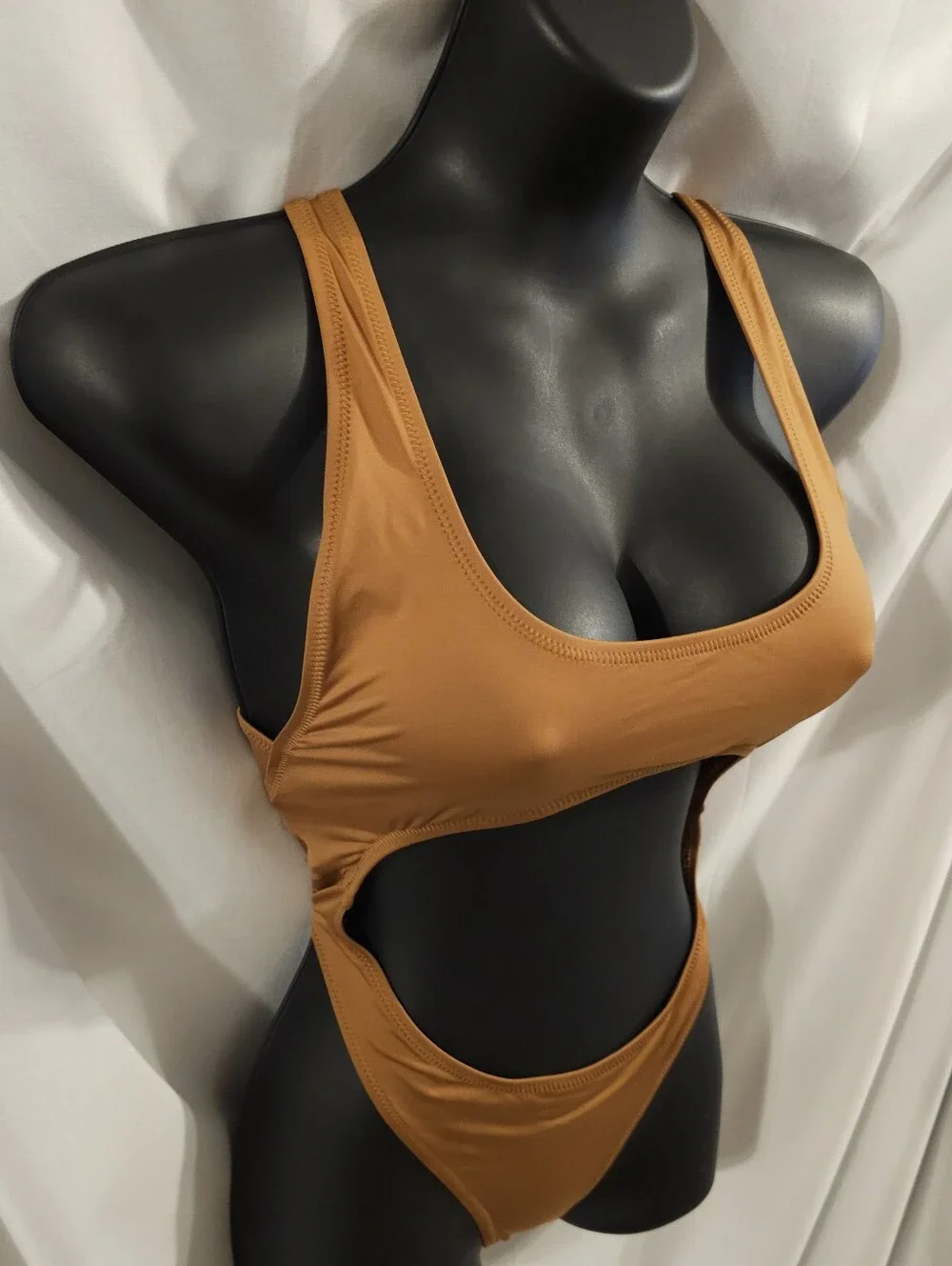 Skims Signature Swim Monokini Bathing Suit Almond Size Medium SW-MKN-0012